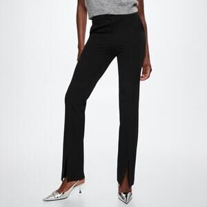 NWT Mango Black Slit Hem Trousers Size US 6